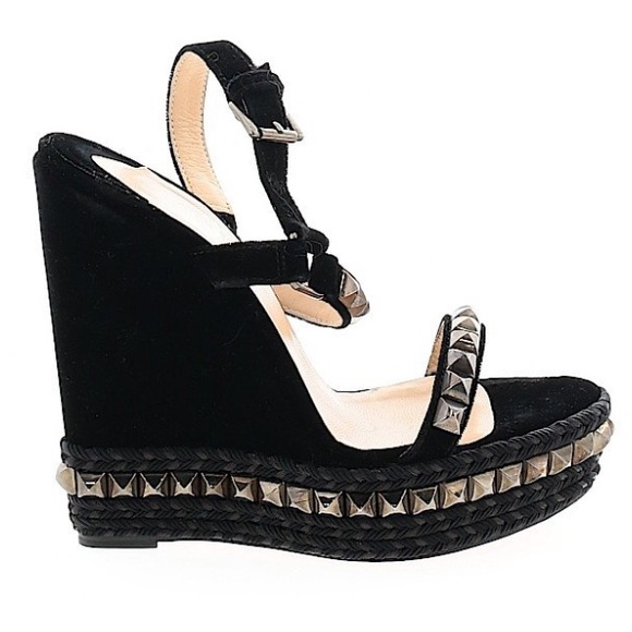 Christian louboutin studded velvet wedges 39 - Picture 3 of 10